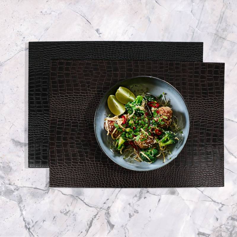 Signature Home Collection Platzset Tischset 6-er Set rechteckig Kroko Kunstleder, (Set, 6-St., Tischset 6-er Set Kunstleder 45 x 33 cm), Kunstleder: pflegeleicht & abwischbar, zweifarbig von Signature Home Collection