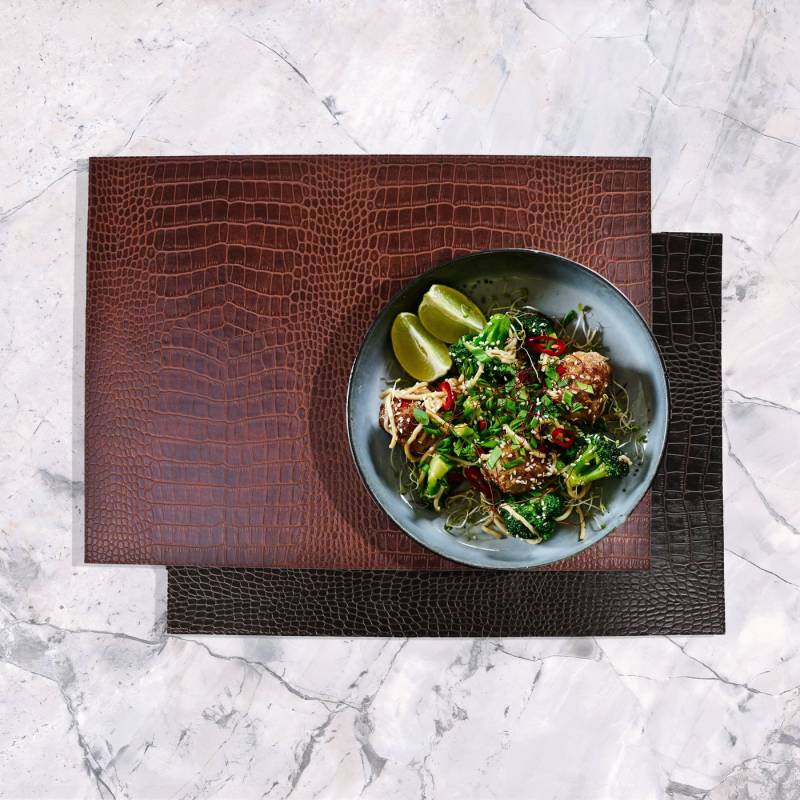 Signature Home Collection Platzset Tischset 6-er Set rechteckig Kroko Kunstleder, (Set, 6-St., Tischset 6-er Set Kunstleder 45 x 33 cm), Kunstleder: pflegeleicht & abwischbar, zweifarbig von Signature Home Collection