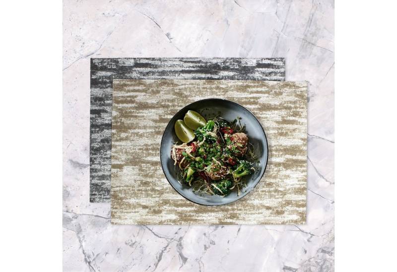 Signature Home Collection Platzset Tischset 6-er Set Leinen Optik Kunstleder weiß grau türkis braun, (Ser, 6 Platzsets), feucht abwischbar, leicht zu reinigen von Signature Home Collection