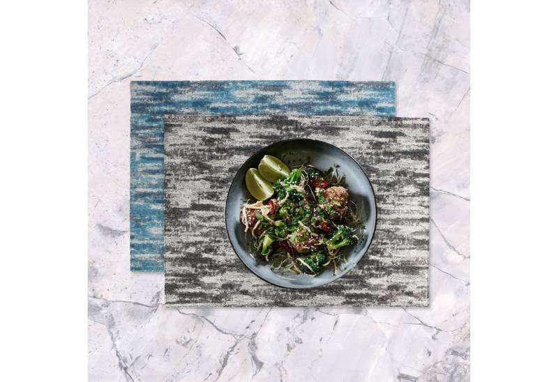 Signature Home Collection Platzset Tischset 6-er Set Leinen Optik Kunstleder weiß grau türkis braun, (Ser, 6 Platzsets), feucht abwischbar, leicht zu reinigen von Signature Home Collection