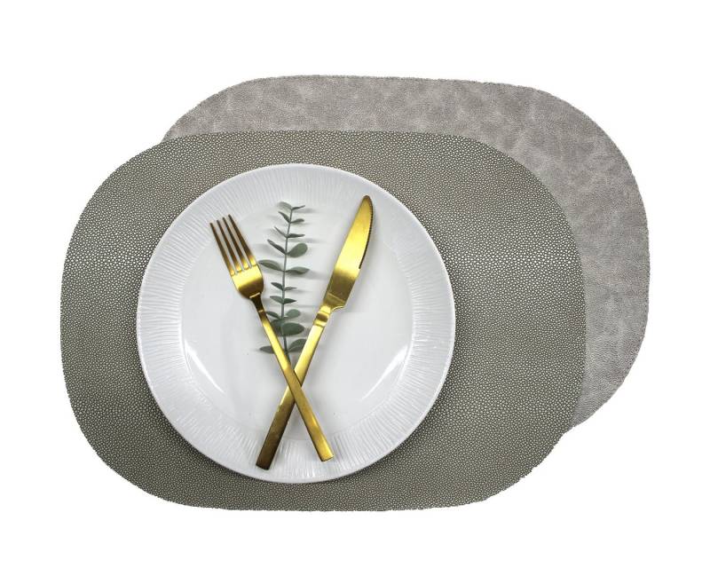 Signature Home Collection Platzset Tischsets 6-er Set oval Rochen Optik beidseitig verwendbar, (Set, Tischset 6-er Set Kunstleder 45 x 33 cm), beidseitig verwendbar mit 2 unterschiedlichen Farben von Signature Home Collection