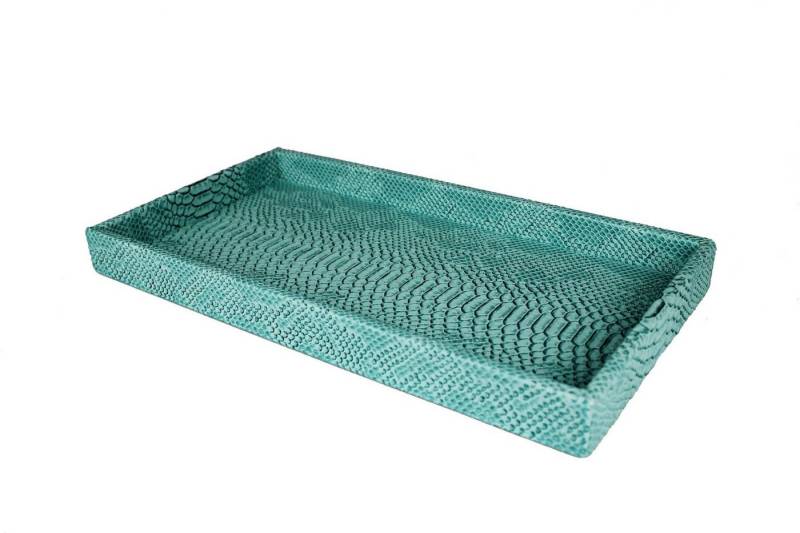 Signature Home Collection Dekotablett Tablett Kroko schwarz zum Servieren, mit niedrigem Rand, pflegeleicht & abwischbar von Signature Home Collection