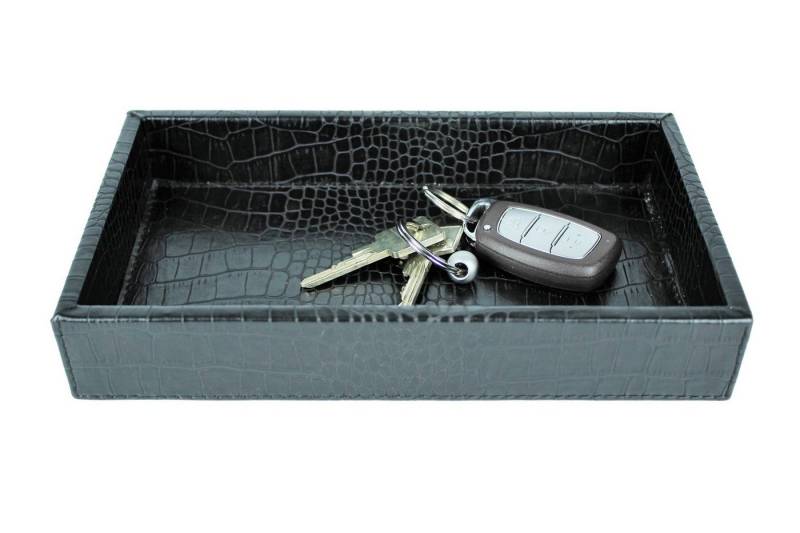 Signature Home Collection Dekotablett Tablett klein Reptil Kunstleder mit Rand, Tablett in Kunstleder: pflegeleicht & abwischbar von Signature Home Collection