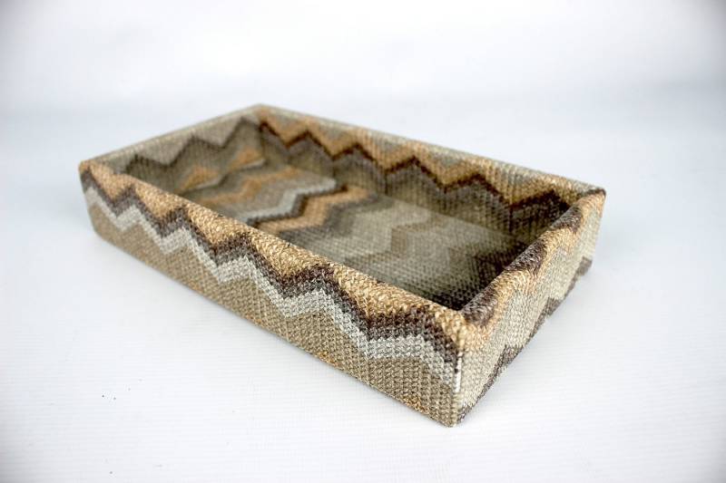 Signature Home Collection Dekotablett Tablett rechteckig Kunstleder Zickzack Kosmetiktablett S mit Rand, mit buntem Zickzackmuster von Signature Home Collection