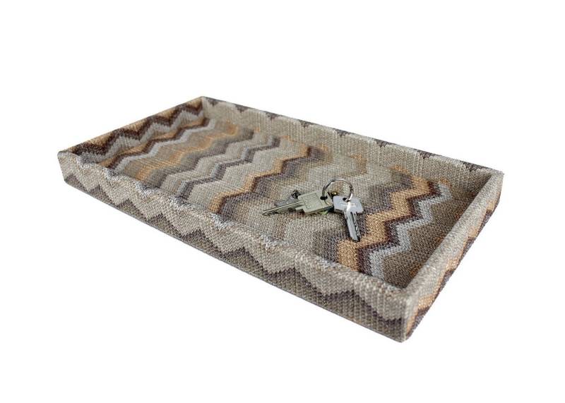 Signature Home Collection Dekotablett Tablett rechteckig Kunstleder Zickzack bunt Kosmetiktablett, buntes Muster in Zickzack, Oberfläche beschichtet von Signature Home Collection