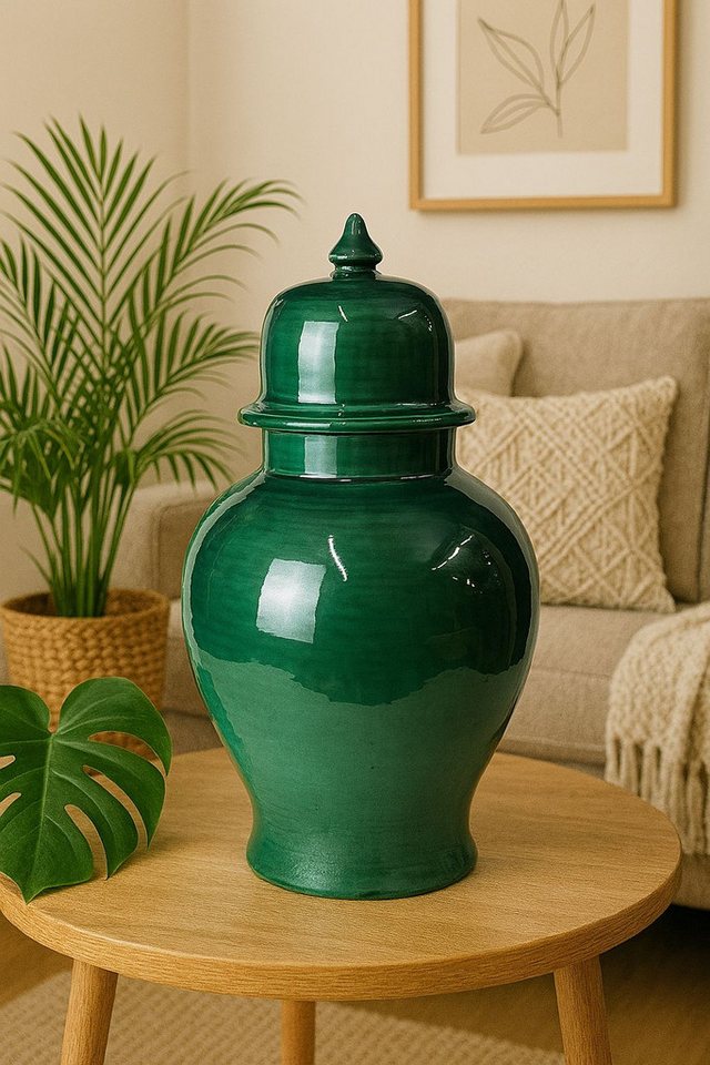Signature Home Collection Dekovase (1 Stück, 1 St., 1 Keramikvase mit Deckel), Handgefertigte Keramik aus Italien von Signature Home Collection