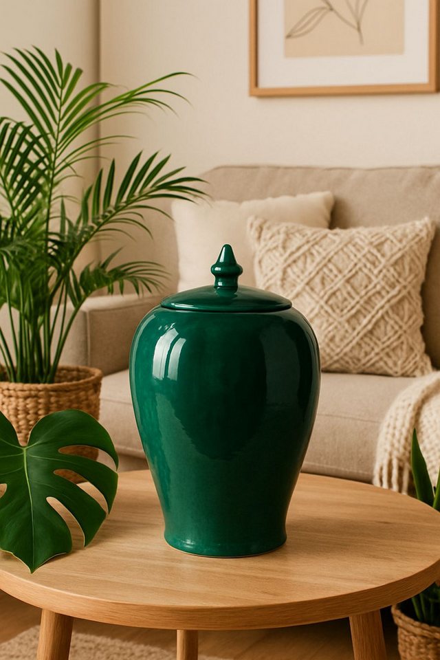Signature Home Collection Dekovase (1 Stück, 1 St., 1 Keramikvase mit Deckel), Handgefertigte Keramik aus Italien von Signature Home Collection