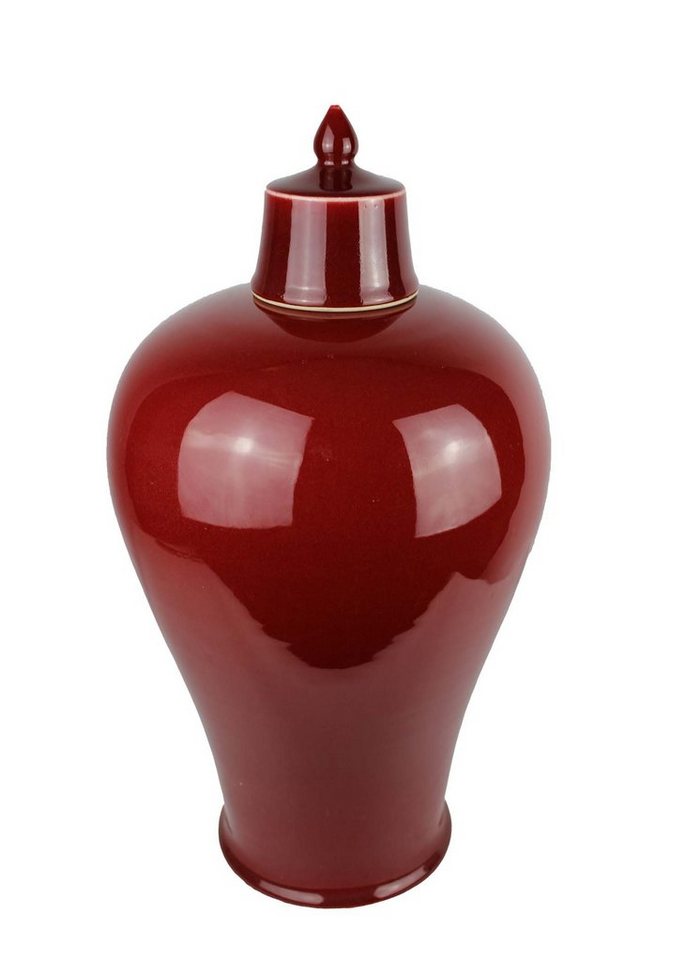 Signature Home Collection Dekovase Deckelvase Porzellan rot 49 cm mit Deckel (Stück, 1 Vase), aus glänzendem Porzellan von Signature Home Collection