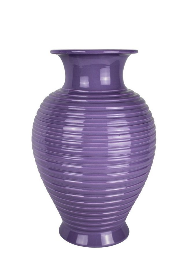 Signature Home Collection Dekovase Vase Keramik schwarz 36 cm mit Ringmuster (1 Stück, 1 Keramikvase), Handgefertigte Keramik aus Italien von Signature Home Collection