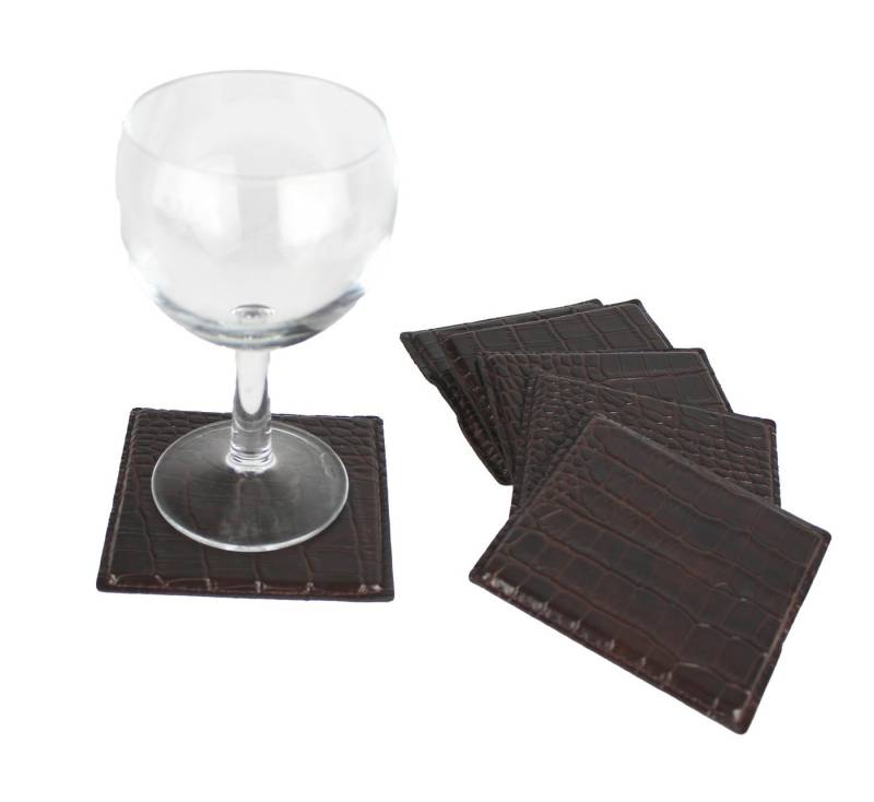 Signature Home Collection Glasuntersetzer, Zubehör für Gläser, Tassen, Set, 6-tlg., Glasuntersetzer Set in Kroko Kunstleder: pflegeleicht & abwischbar von Signature Home Collection