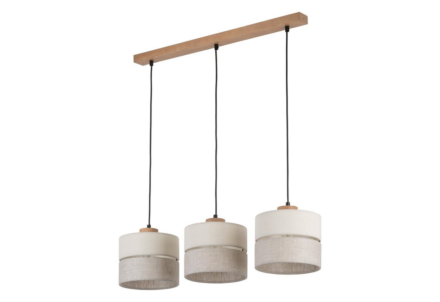 Signature Home Collection Hängeleuchten Hängeleuchte 3 flammig Holz Stoffschirme braun Esstischlampe, ohne Leuchtmittel, warmweiß, Deckenlampe, Hängelampe, 3-flammig von Signature Home Collection