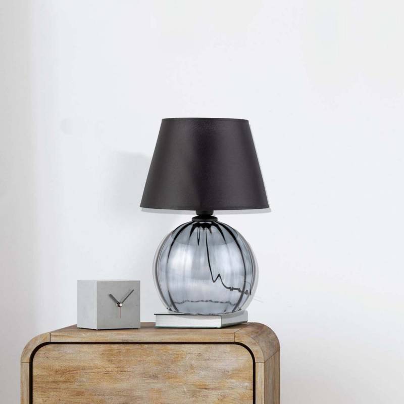 Signature Home Collection Nachttischlampe Tischlampe Glas bauchig mit Lampenschirm schwarz, ohne Leuchtmittel, warmweiß, Nachttisch von Signature Home Collection