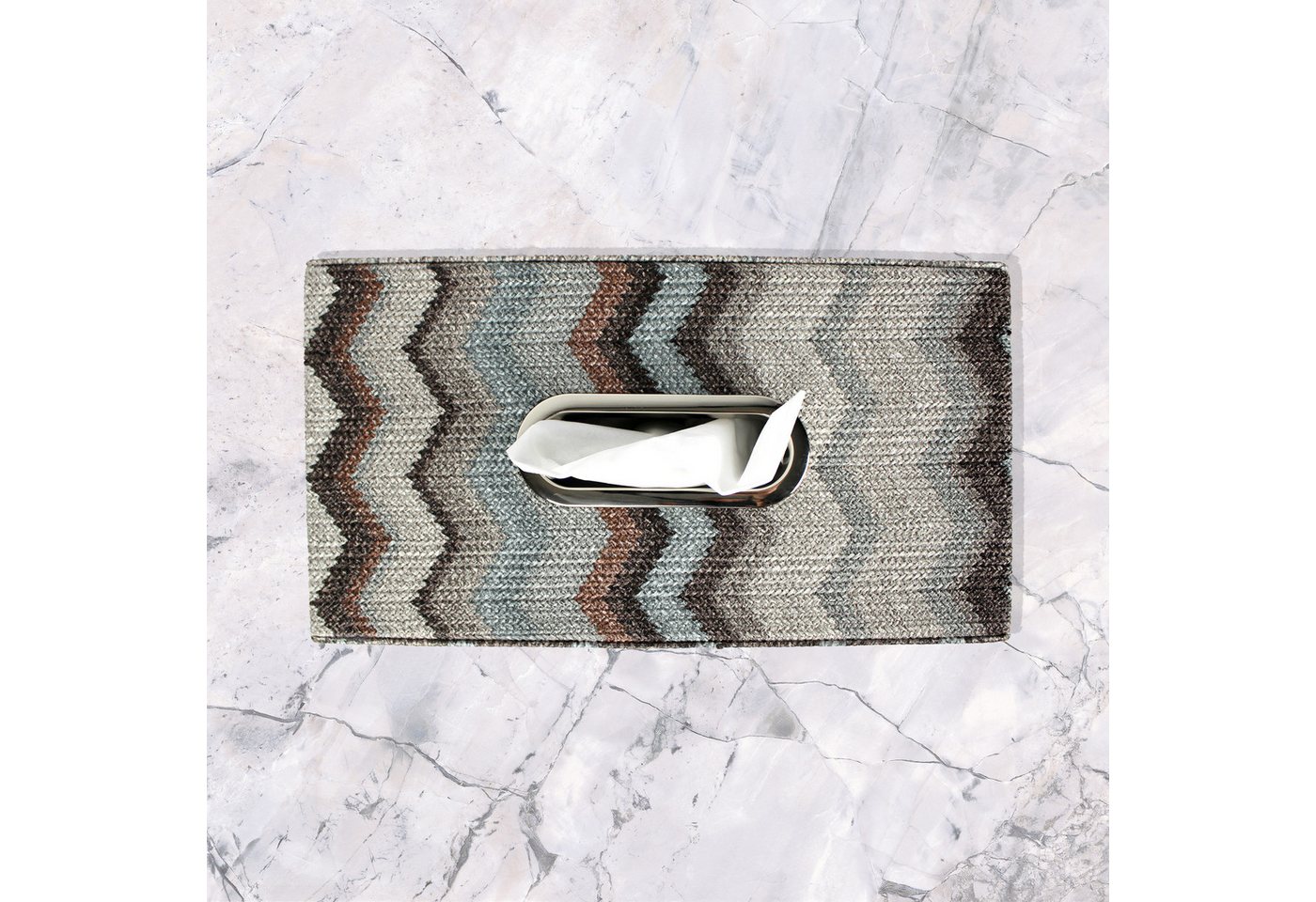 Signature Home Collection Papiertuchbox Taschentücherbox mit Zickzack Muster Metallgriff bunt gemustert (1 St), abwischbar, pflegeleicht von Signature Home Collection