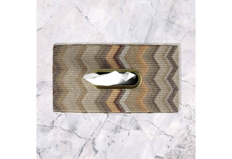 Signature Home Collection Papiertuchbox Taschentücherbox mit Zickzack Muster Metallgriff bunt gemustert (1 St), abwischbar, pflegeleicht von Signature Home Collection