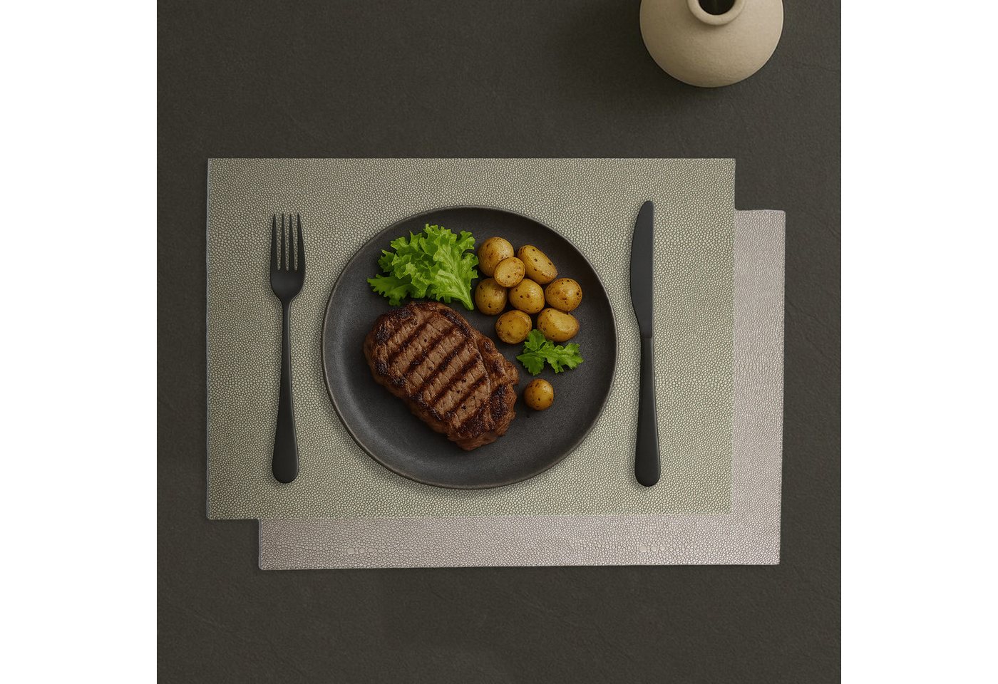 Signature Home Collection Platzset Tischset 6-er Set Kunstleder Rochenhaut zweifarbig rechteckig, (Set, Tischset 6-er Set Kunstleder 45 x 33 cm), pflegeleichtes Kunstleder: abwischbare, beschichtete Oberfläche von Signature Home Collection
