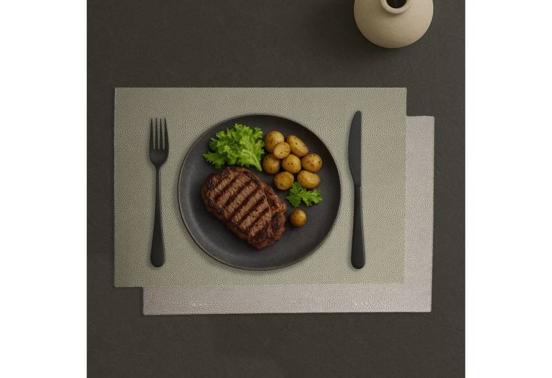 Signature Home Collection Platzset Tischset 6-er Set Kunstleder Rochenhaut zweifarbig rechteckig, (Set, Tischset 6-er Set Kunstleder 45 x 33 cm), pflegeleichtes Kunstleder: abwischbare, beschichtete Oberfläche von Signature Home Collection