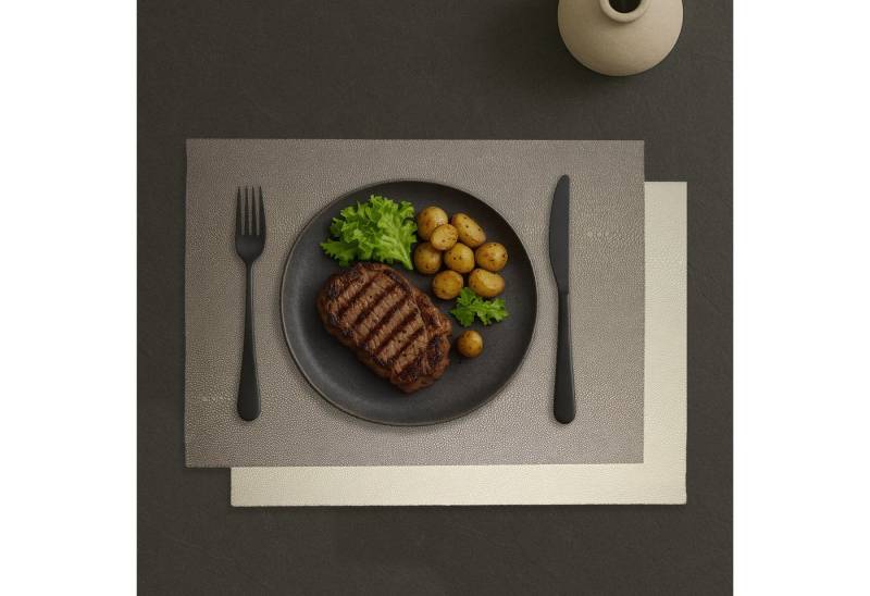 Signature Home Collection Platzset Tischset 6-er Set Kunstleder Rochenhaut zweifarbig rechteckig, (Set, Tischset 6-er Set Kunstleder 45 x 33 cm), pflegeleichtes Kunstleder: abwischbare, beschichtete Oberfläche von Signature Home Collection
