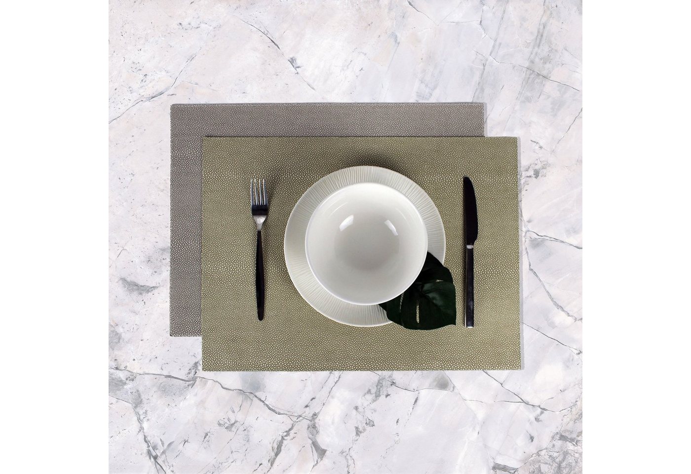 Signature Home Collection Platzset Tischset 6-er Set Kunstleder Rochenhaut zweifarbig rechteckig, (Set, Tischset 6-er Set Kunstleder 45 x 33 cm), pflegeleichtes Kunstleder: abwischbare, beschichtete Oberfläche von Signature Home Collection