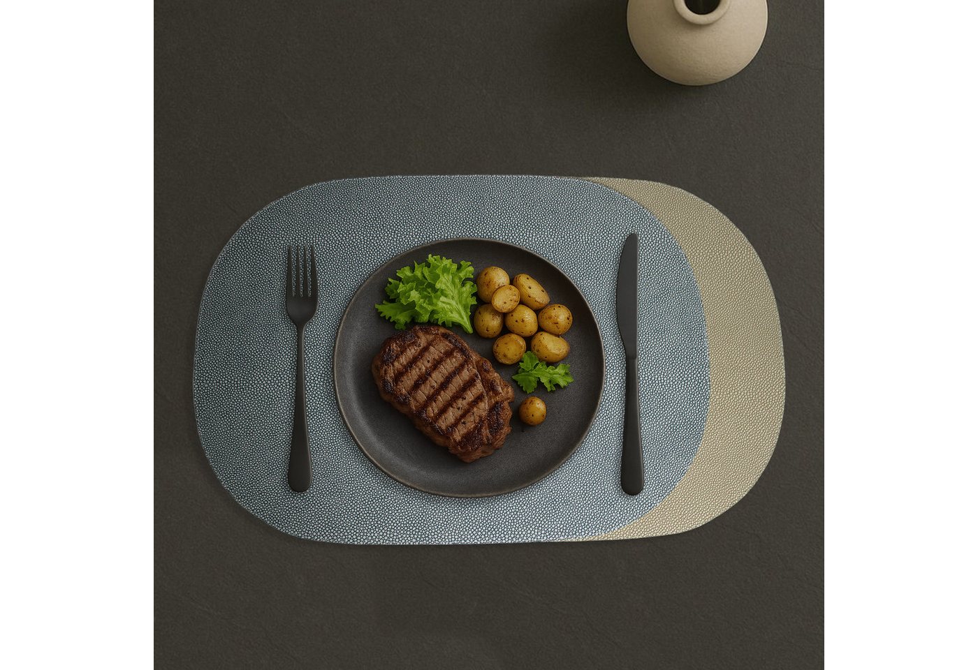 Signature Home Collection Platzset Tischsets 6-er Set oval Rochen Optik beidseitig verwendbar, (Set, 6-St., Tischset 6-er Set Kunstleder 45 x 33 cm), beidseitig verwendbar mit 2 unterschiedlichen Farben von Signature Home Collection