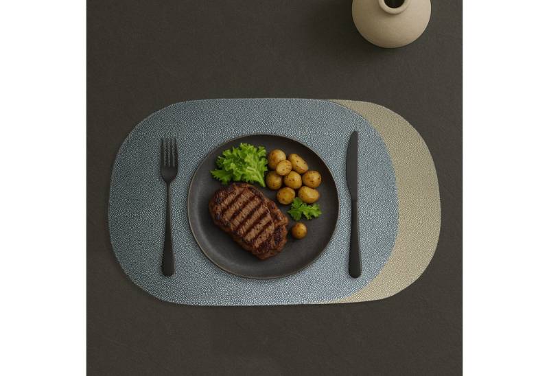 Signature Home Collection Platzset Tischsets 6-er Set oval Rochen Optik beidseitig verwendbar, (Set, 6-St., Tischset 6-er Set Kunstleder 45 x 33 cm), beidseitig verwendbar mit 2 unterschiedlichen Farben von Signature Home Collection