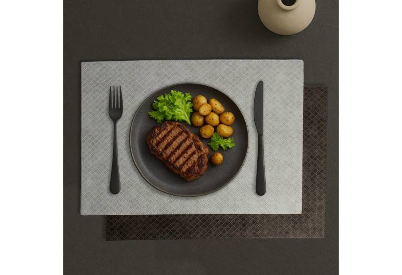 Signature Home Collection Platzset Wendbares Tischset 6er Set Braun/Beige Kunstleder, (Set, 6 Platzsets), abwischbar, beschichtet & pflegeleicht von Signature Home Collection