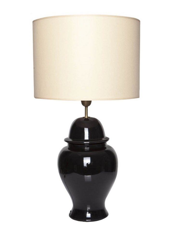 Signature Home Collection Schreibtischlampe, ohne Leuchtmittel, warmweiß, Tischlampe in Keramik schwarz Tempelvase mit Lampenschirm von Signature Home Collection