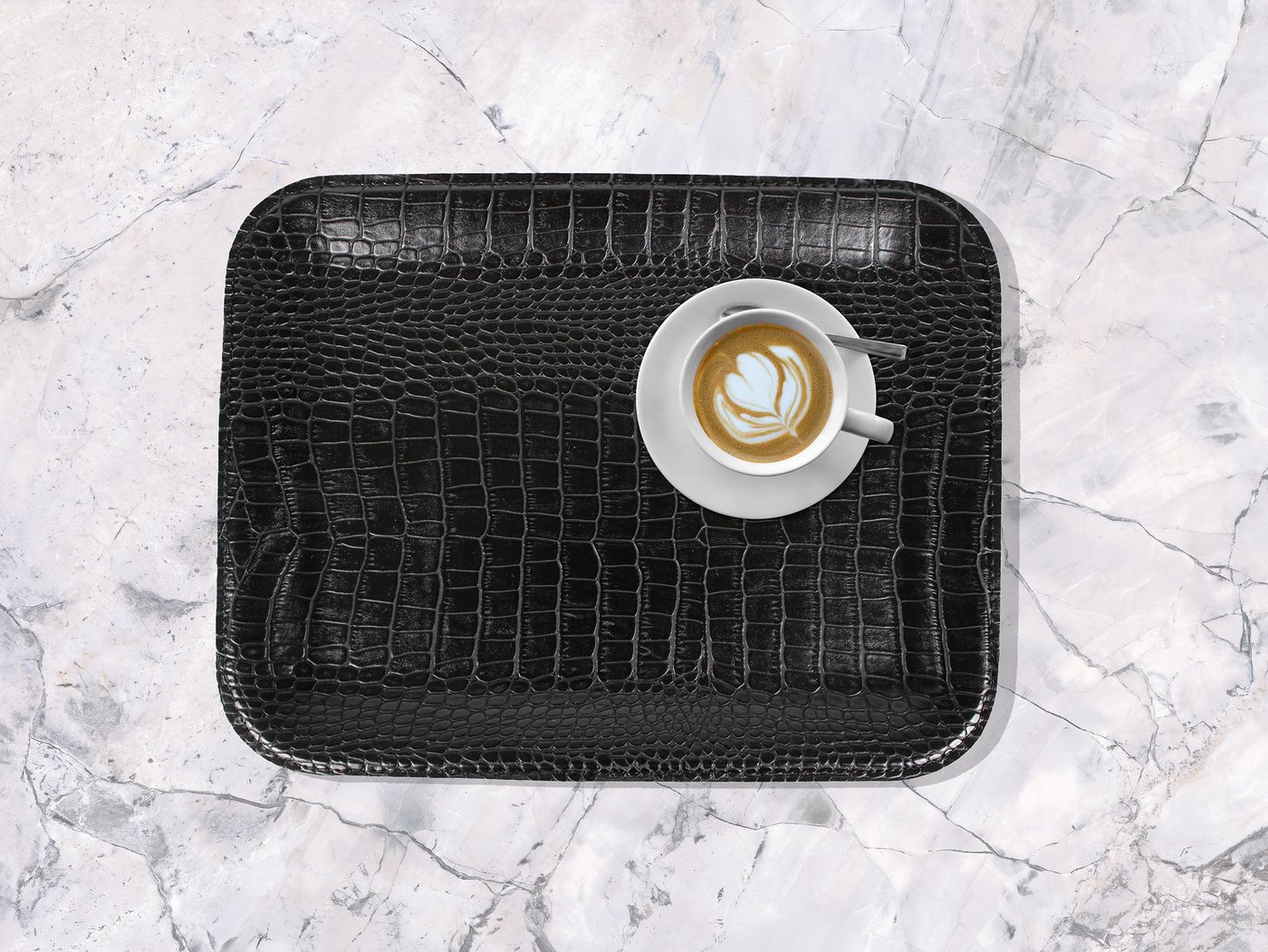 Signature Home Collection Tablett, Kunstleder, (1 Stück, 1-tlg., 1x Tablett rechteckig Kunstleder), Tablett in Kroko Kunstleder: pflegeleicht & abwischbar von Signature Home Collection