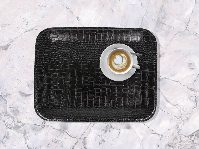 Signature Home Collection Tablett, Kunstleder, (1 Stück, 1-tlg., 1x Tablett rechteckig Kunstleder), Tablett in Kroko Kunstleder: pflegeleicht & abwischbar von Signature Home Collection
