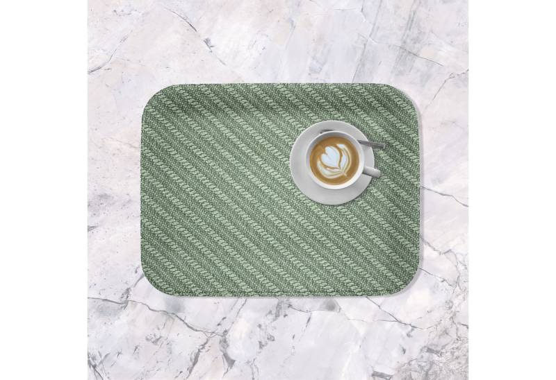 Signature Home Collection Tablett Tablett flach S beschichtet grün für Kaffee Serviertablett, Kunstleder, Gewebe, (1-tlg), pflegeleicht, abwischbar, perfekt zum Servieren oder als Dekotablett von Signature Home Collection