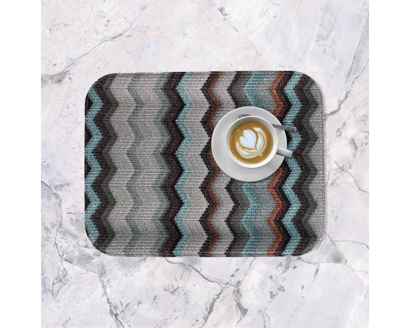 Signature Home Collection Tablett Tablett flach beschichtet Muster gezackt für Kaffee Tee Serviertablett, Kunststoff, (1 Stück, 1x Tablett), rutschfest abwischbar von Signature Home Collection