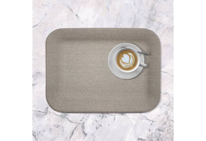Signature Home Collection Tablett Tablett flach groß beige grün Strick Serviertablett beschichtet, Kunstleder, (1 Stück, 1-tlg., 1x Tablett), abwischbar, ideal zum Servieren von Signature Home Collection
