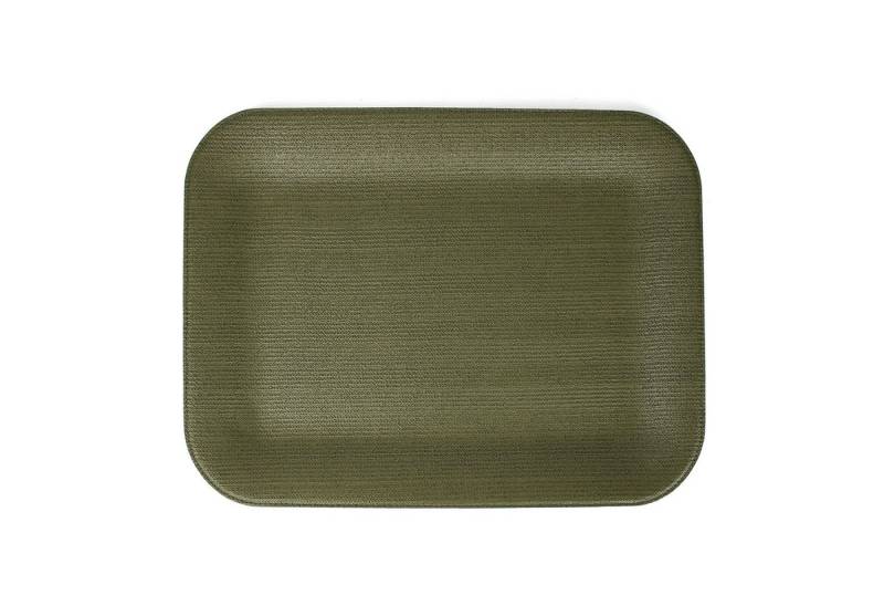 Signature Home Collection Tablett Tablett flach klein beige grün Strick Serviertablett beschichtet, Kunstleder, (1-tlg), zum Servieren geeignet, rutschfest von Signature Home Collection