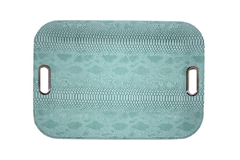 Signature Home Collection Tablett Tablett groß flach rechteckig mit Griffen Kunstleder Serviertablett, Kunstleder, Edelstahl, (1 Stück, 1-tlg), pflegeleicht und abwischbar, Serviertablett von Signature Home Collection
