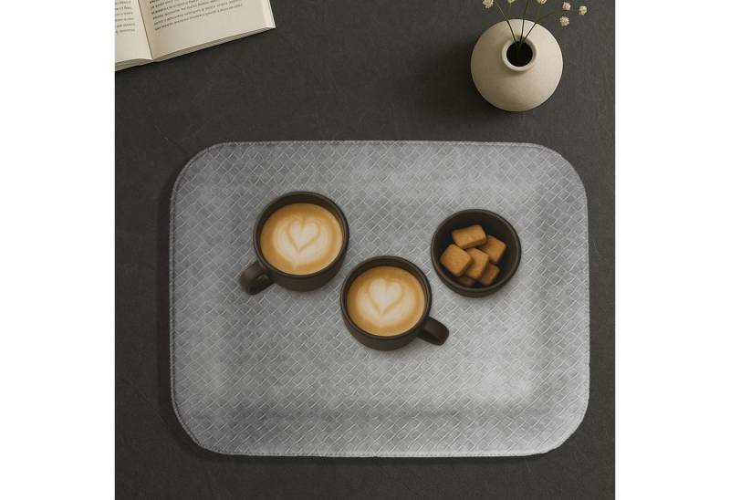 Signature Home Collection Tablett Tablett klein flach rechteckig Kunstleder gemustert Kaffeetablett, schmutzabweisend, wasserabweisend, pflegeleicht und leicht zu reinigen von Signature Home Collection