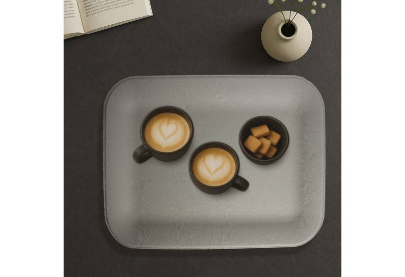 Signature Home Collection Tablett Tablett rechteckig L Kunstleder taupe Glattleder Optik, wasserabweisend, pflegeleicht und abwischbar von Signature Home Collection