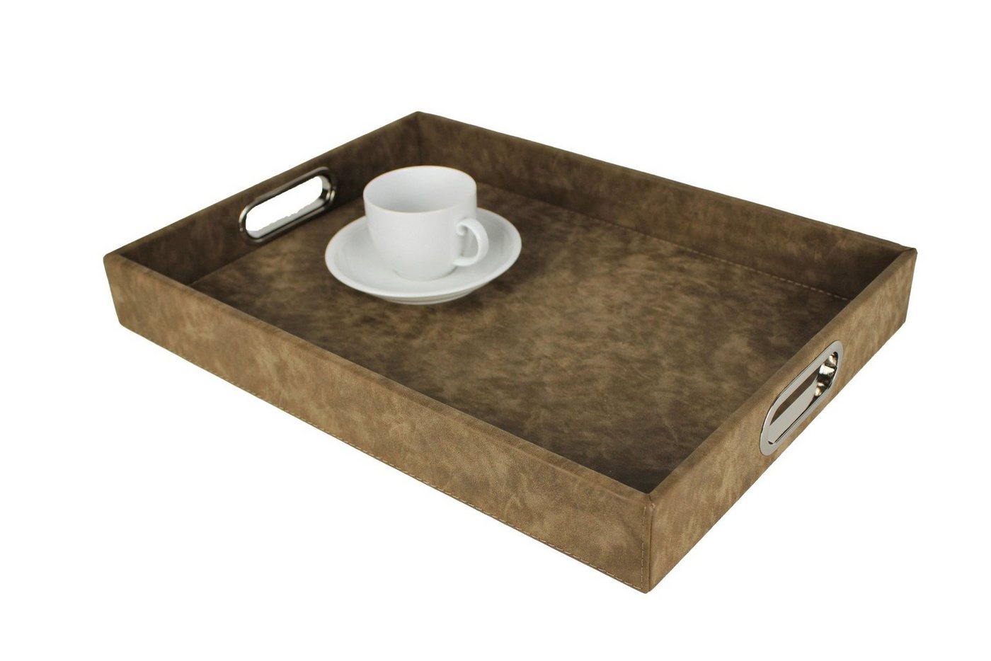 Signature Home Collection Tablett Tablett rechteckig Wildleder Optik mit Griffen, Kunstleder, (1 Stück, 1-tlg., 1x Tablett rechteckig Wildleder), Oberfläche beschichtet abwischbar von Signature Home Collection