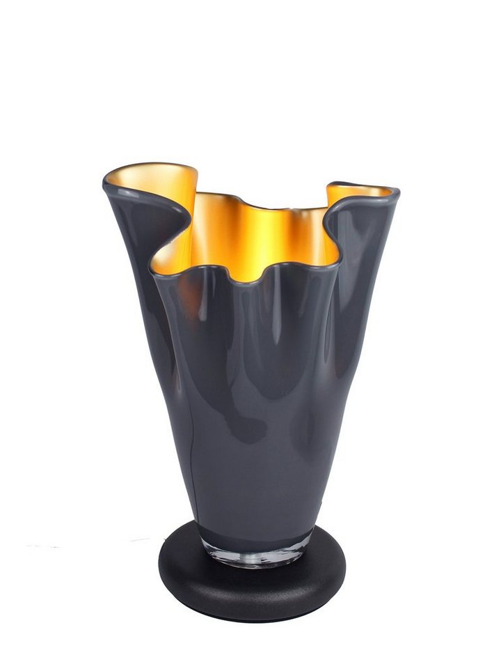 Signature Home Collection Tischleuchte Tischlampe Glas gewellt indirektes Licht mit Sockel Glaslampe, ohne Leuchtmittel, warmweiß, nach oben strahlend ohne zu Blenden von Signature Home Collection