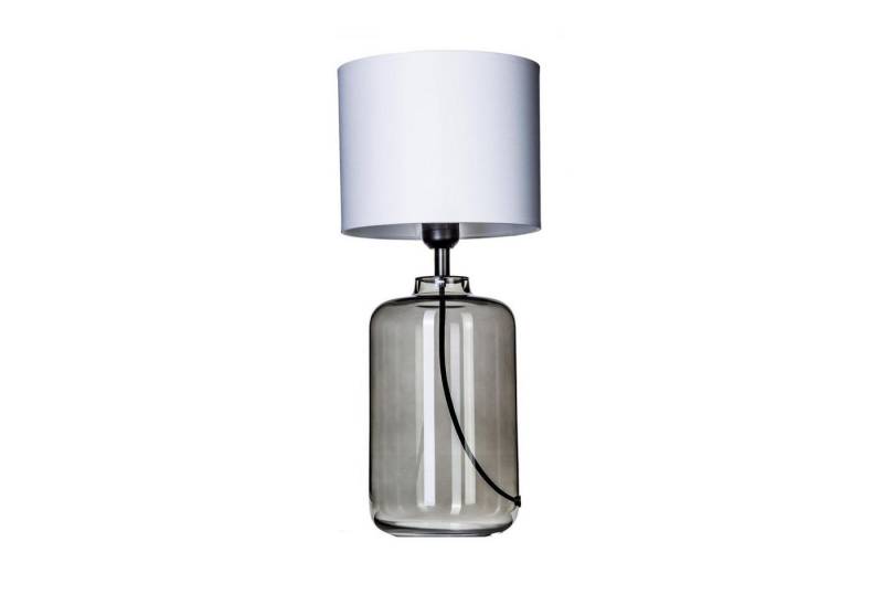 Signature Home Collection Tischleuchte Tischlampe Glas grau durchsichtig mit Lampenschirm weiß, ohne Leuchtmittel, warmweiß, Tischlame aus mundgeblasenem Glas durchscheinend anthrazith von Signature Home Collection