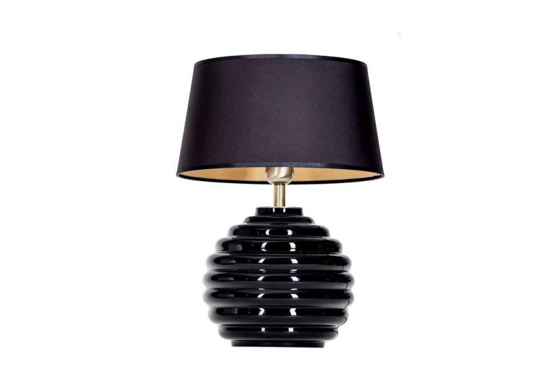 Signature Home Collection Tischleuchte Tischlampe Glaslampe Rillen schwarz, weiß, mit Lampenschirm bauchig, ohne Leuchtmittel, Tischlampe mundgeblasenes Glas von Signature Home Collection