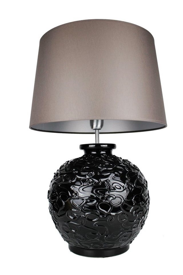 Signature Home Collection Tischleuchte Tischlampe Keramik rot mit Lampenschirm schwarz, ohne Leuchtmittel, warmweiß, handgefertigt in Italien von Signature Home Collection