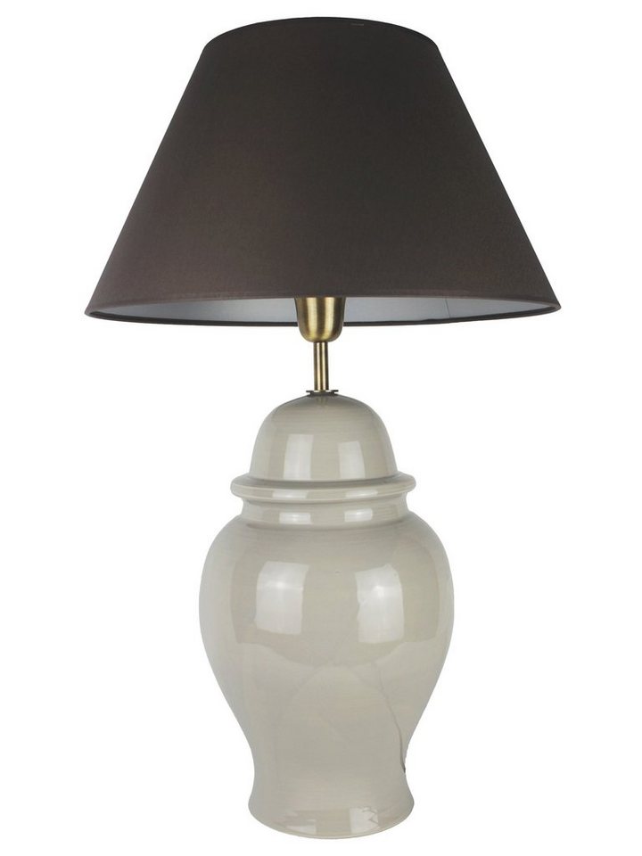 Signature Home Collection Tischleuchte Tischlampe in Keramik mit Lampenschirm grau Tempelvase, ohne Leuchtmittel, warmweiß, Tischlampe von Signature Home Collection