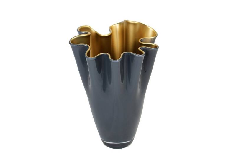 Signature Home Collection Tischvase Glasvase gewellt 21 x 21 x 30 cm zweifarbig Tischvase (1 Stück, 1x Glasvase), Handgefertigt in Europa, mundgeblasene Glasvase in Premiumqualität von Signature Home Collection