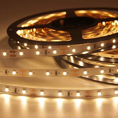 Signcomplex Flexibler LED Streifen 3528 SMD LED mit 3M Selbstklebe band 5 Meter pro Rolle 12 V DC (Warmweiß) von Signcomplex