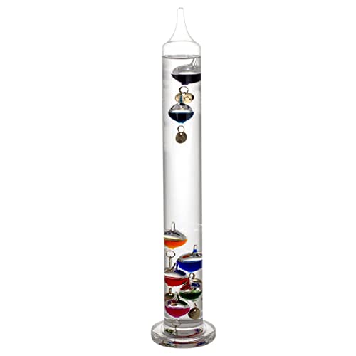 Galileo-Thermometer-Glasrohr 40 cm, im Freien oder innen, analoge, schwimmende Kugeln von Signes Grimalt