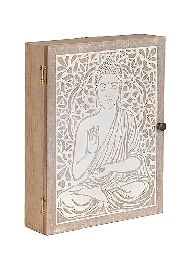 SIGNES GRIMALT Schlüsselkasten aus Holz aus MDF: Modell Buddha und Meditation, Braun und Weiß, Höhe 26 cm von SIGNES GRIMALT
