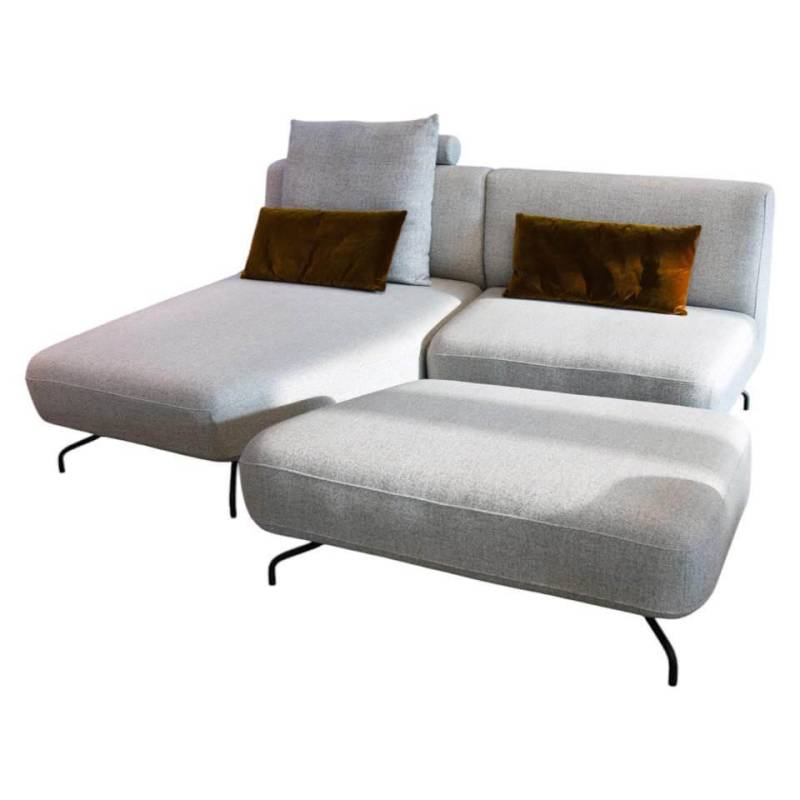 Ecksofa Taormina Stoff Livio Creme Grau Füße Schwarz Mit 1 Rückenkissen Und 2 Sp... von Signet