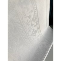 Tafeltuch Baumwolle Damast Tischdecke Antik Jugendstil Weißes Tuch Mit Monogramm Sm 145x120cm von SignoraMargherita