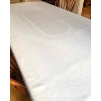Tafeltuch Baumwolle Tischdecke Mit Muster Weiß 2, 10x1, 60 Vintage Ovale von SignoraMargherita