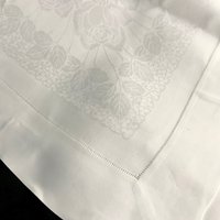 Tafeltuch Baumwolle Tischdecke Mit Rosen Muster Und Dornen Rauten Weiß 2, 15 X 1, 80 M Vintage von SignoraMargherita