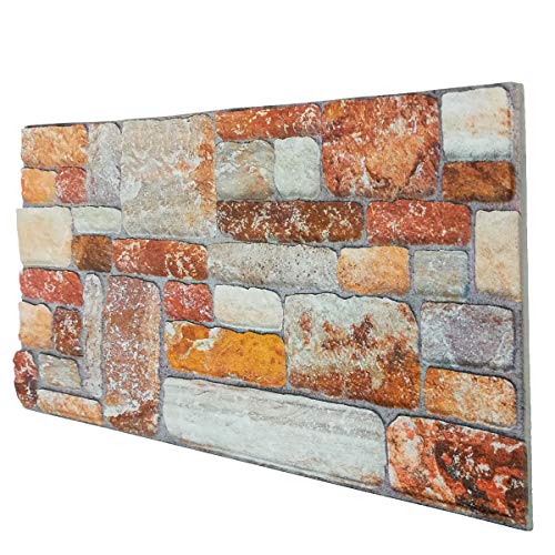 Signorbit Steinplatte aus Polystyrol, Maße: 100 x 50 cm, Dicke: 2 cm. - Rot - 3D Steinwandpaneel - Wandplatte - Wandbekleidung von Signorbit